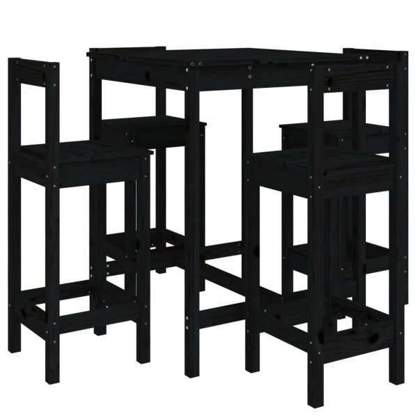 5 pcs conjunto de bar para jardim pinho maciço preto M 2