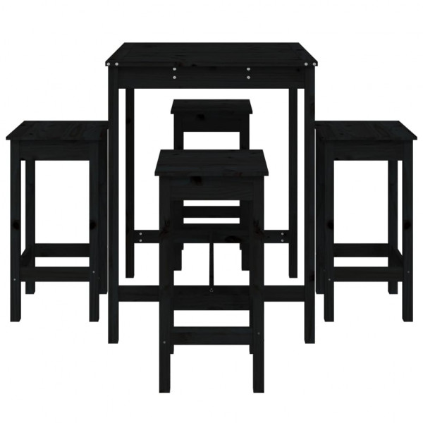 5 pcs conjunto de bar para jardim pinho maciço preto M 5