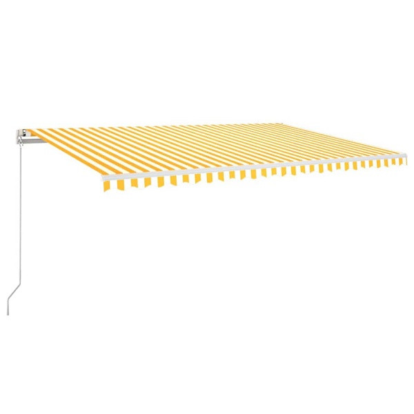 Toldo retráctil automático amarillo y blanco 500x350 cm D