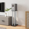Soportes altavoces 2 uds vidrio templado plata negro 3 pilares 3