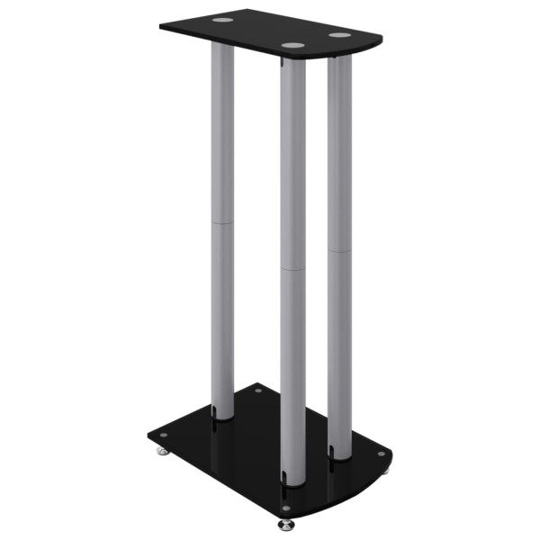 Soportes altavoces 2 uds vidrio templado plata negro 3 pilares M 4
