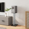 Soportes altavoces 2 ud vidrio templado negro y plata 3 pilares 3