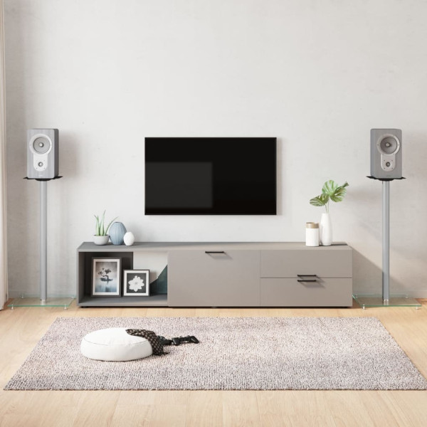 Soportes de altavoces 2 uds vidrio templado plateado 1 pilar D