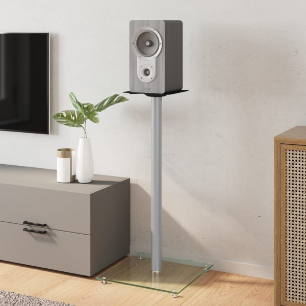 Soportes de altavoces 2 uds vidrio templado plateado 1 pilar M 3