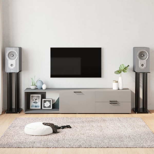 Soportes de altavoces 2 uds vidrio templado negro 4 pilares D