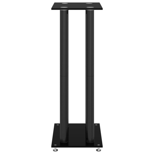 Soportes de altavoces 2 uds vidrio templado negro 4 pilares M 5