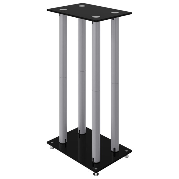 Soportes altavoces 2 uds vidrio templado plata negro 4 pilares M 4