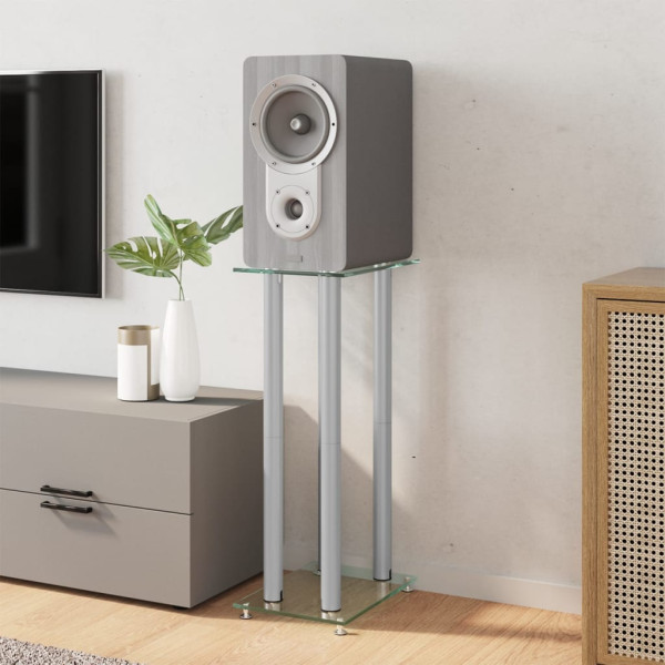Soportes de altavoces 2 uds vidrio templado plateado 4 pilares M 3