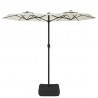 Guarda-sol de jardim c/ cabeça dupla/LED 316x145cm branco areia 4