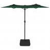 Guarda-sol de jardim c/ cabeça dupla/luzes LED 316x145 cm verde 5