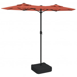 Guarda-sol de jardim c/ cabeça dupla/LED 316x145 cm terracotta H