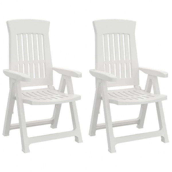 Cadeiras de jardim reclináveis 2 pcs PP branco M 2