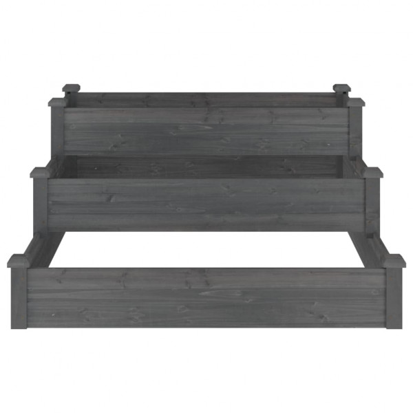 Jardinera arriate madera maciza de abeto gris 120x120x56 cm M 4