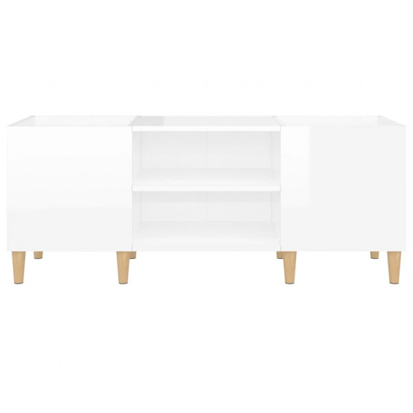 Mueble discos madera contrachapada blanco brillo 121x38x48 cm M 5