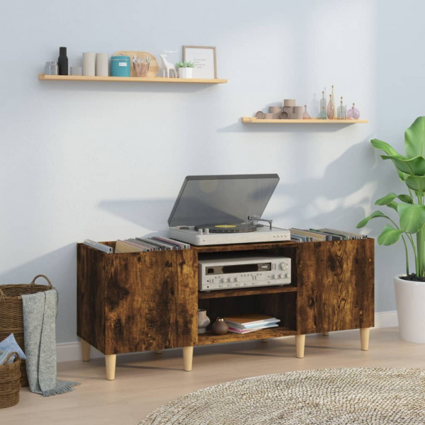 Mueble discos madera contrachapada roble ahumado 121x38x48 cm D