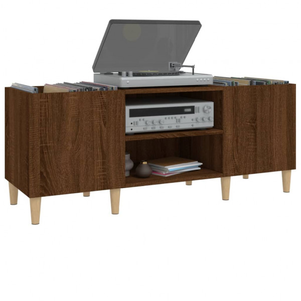 Mueble de discos madera contrachapada roble marrón 121x38x48 cm M 4