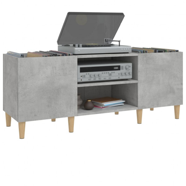 Mueble discos madera contrachapada gris hormigón 121x38x48 cm M 4