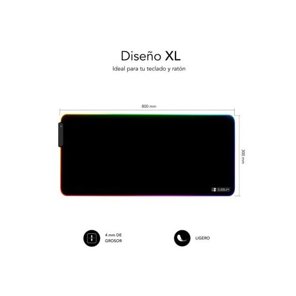 Alfombrilla subblim mp-02rgb01 led rgb xl/ 800 x 300 x 4 mm M 3