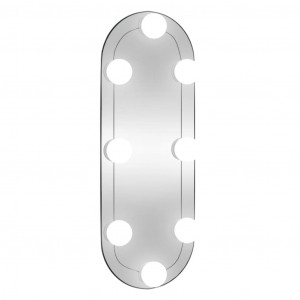Espejo de pared ovalado con luces LED vidrio 15x40 cm H