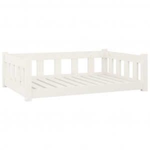 Cama para cães 95.5x65.5x28 cm madeira de pinho maciça branco H