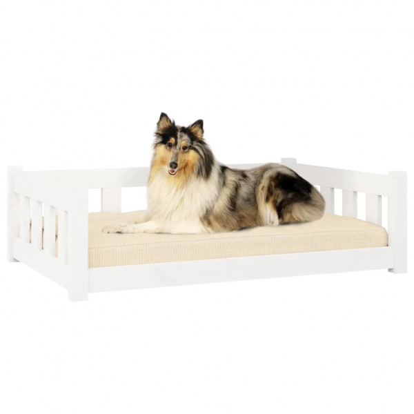Cama para perros madera maciza de pino blanco 95.5x65.5x28 cm M 3