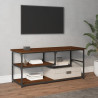 Mueble de TV contrachapada y acero marrón roble 103x38x46.5 cm 1