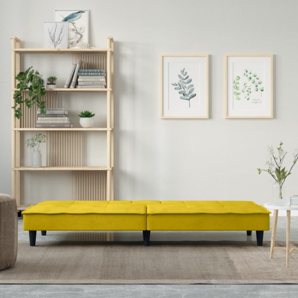 Sofá cama con portavasos terciopelo amarillo M 3