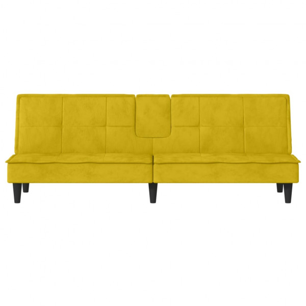 Sofá cama con portavasos terciopelo amarillo M 5