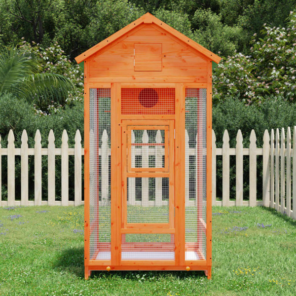 Casita para pájaros madera maciza pino marrón 91.5x53x170 cm D
