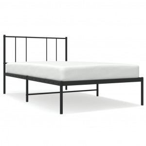 Estrutura de cama com cabeceira 90x190 cm metal preto H