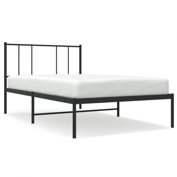 Estrutura de cama com cabeceira 90x190 cm metal preto M 2