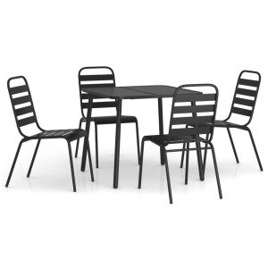 5 pcs conjunto de jantar para jardim aço antracite H
