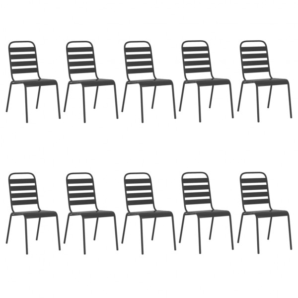 11 pcs conjunto de jantar para jardim aço antracite M 4