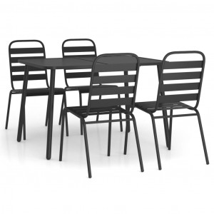 5 pcs conjunto de jantar para jardim aço antracite H