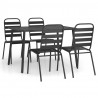 5 pcs conjunto de jantar para jardim aço antracite 2