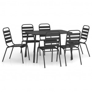 7 pcs conjunto de jantar para jardim aço antracite H