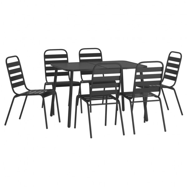 Juego de comedor de jardín 7 piezas acero gris antracita M 3