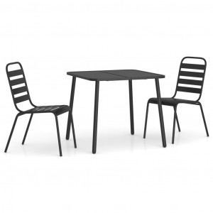 3 pcs conjunto de jantar para jardim aço antracite H