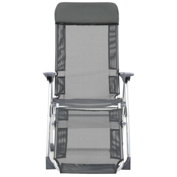 Sillas de camping plegables con reposapiés 2 uds textilene gris M 3