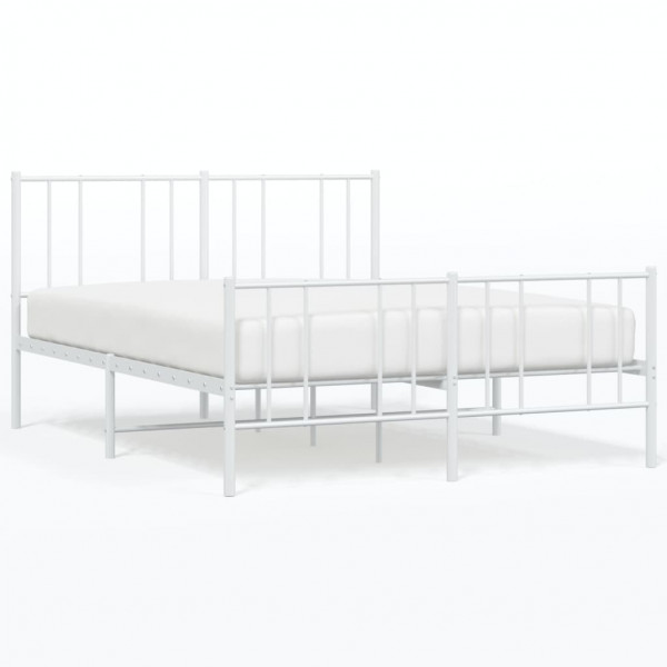 Estrutura de cama com cabeceira e pés 140x200 cm metal branco M 2