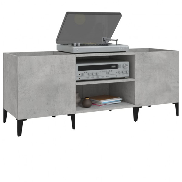 Mueble discos madera contrachapada gris hormigón 121x38x48 cm M 4