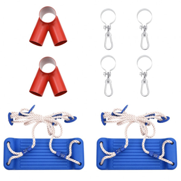 Assentos de baloiço com cordas 2 pcs 38x16 cm polietileno azul M 2