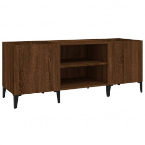 Mueble discos madera contrachapada roble marrón 121x38x48 cm H