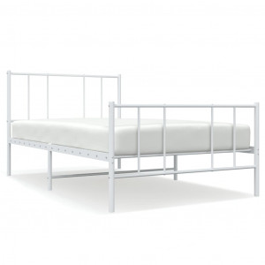 Estructura cama metal con cabecero y pie cama blanca 90x200 cm H