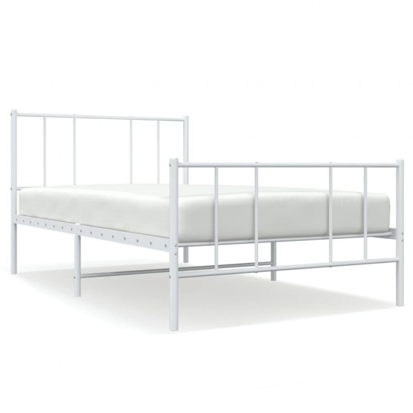 Estrutura de cama com cabeceira e pés 90x200 cm metal branco M 2