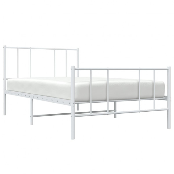 Estrutura de cama com cabeceira e pés 90x200 cm metal branco M 3