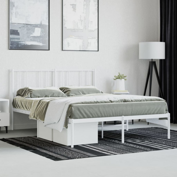 Estructura de cama con cabecero metal blanca 140x200 cm M 4