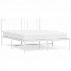 Estructura de cama con cabecero metal blanca 160x200 cm H