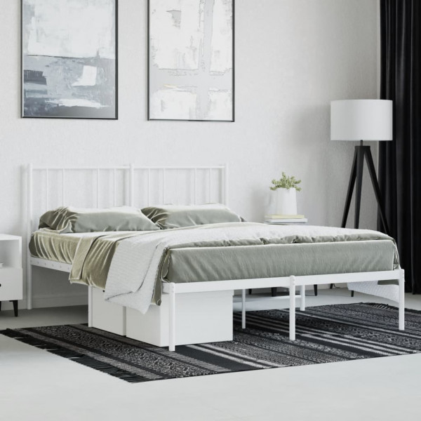 Estructura de cama con cabecero metal blanca 160x200 cm M 4