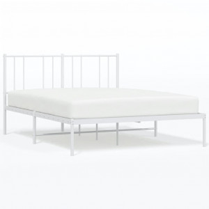 Estructura de cama de metal con cabecero blanca 140x190 cm H